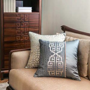MIYAKI BLUE MAZE SILK CUSHION