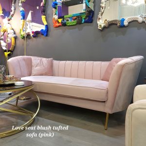 Love seat blush tufted sofa