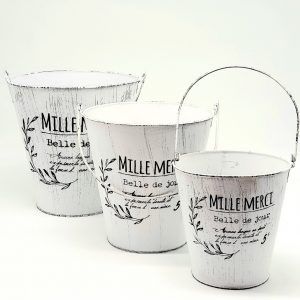 3 X Mille merci flower buckets (Set of 3) ثلاث قطع