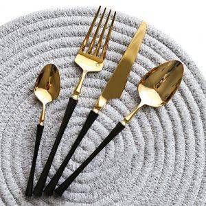 Lady Grace cutlery (Black/Gold) (4pcsقطع ٤طقم)