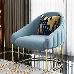 Scandinavian golden cage armchair (Blue)