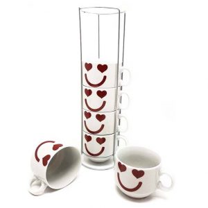 STACKED COFFEE CUP SET (LOVE FACE)