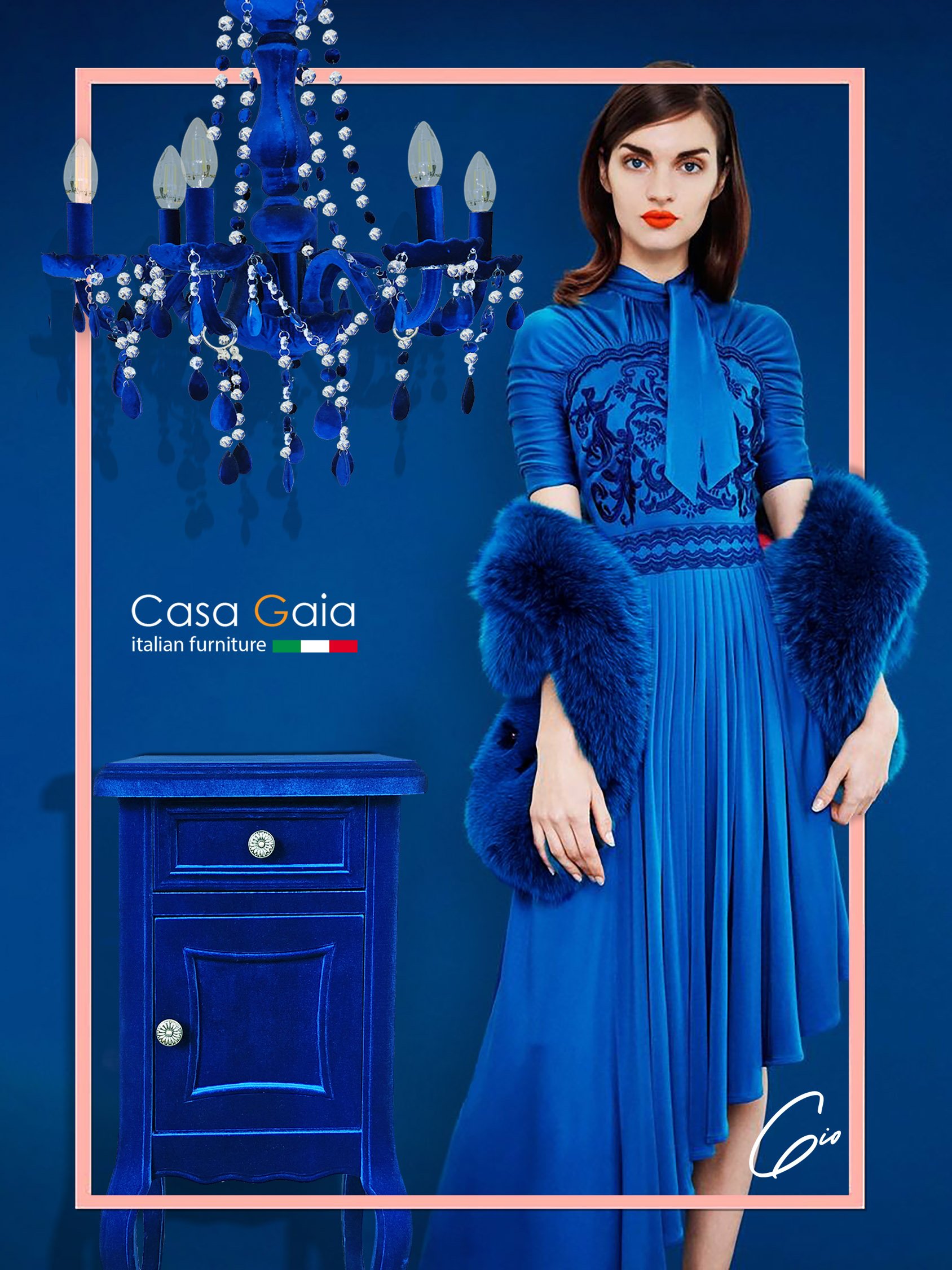🇮🇹 Velluto Semplice Royal Blue chandelier (Casa Gaia)