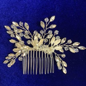Pastel flower and leaf hair comb (silver)